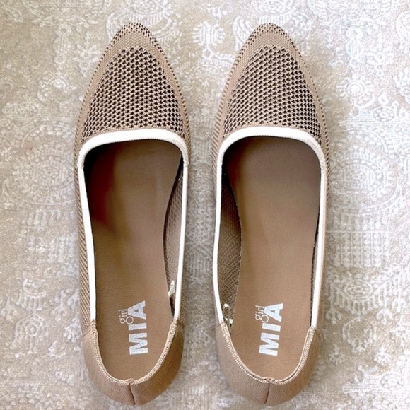 Brand New Mia Girl Woven Stretch Neutral Slip On Fly Knit Pointed Toe Flats - Picture 10 of 15